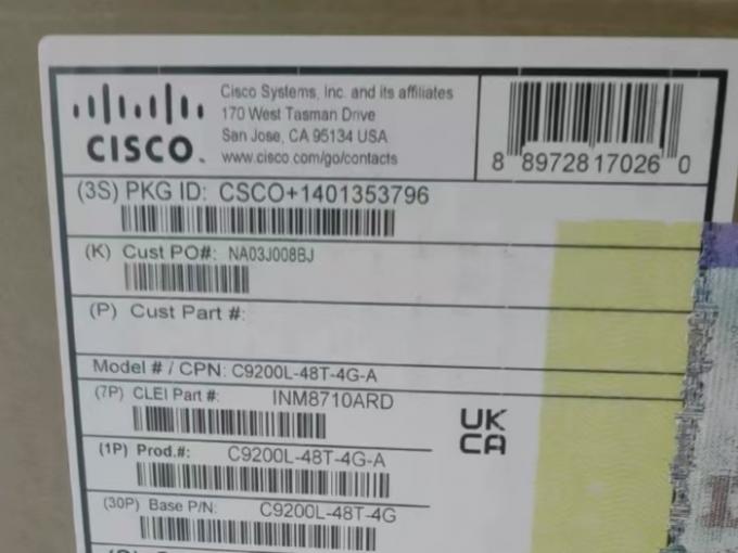 Cisco Data Switch 9200 σειράς 48 θύρα 10/100/1000Mbps 4X1G Uplink C9200L-48T-4G-A 0
