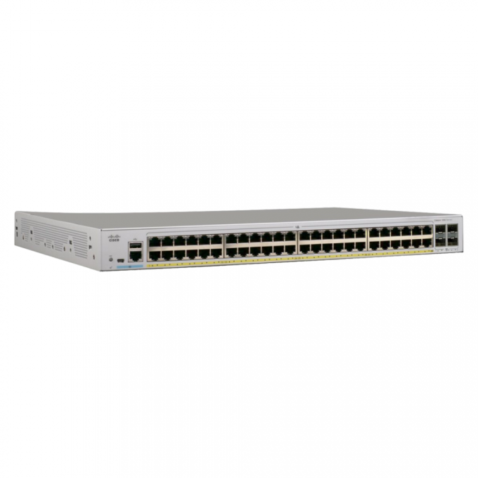 Коммутатор Ethernet Cisco C1000-48P-4G-L, 48 портов, Power over Ethernet Plus, восходящие каналы 1G для развертываний на среднем рынке 0