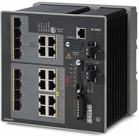 Gebruikte Industriële Ethernet 4000 serie 4 x SFP 1G met 8 x 1G PoE Industriële Switch IE-4000-4GS8GP4G-E